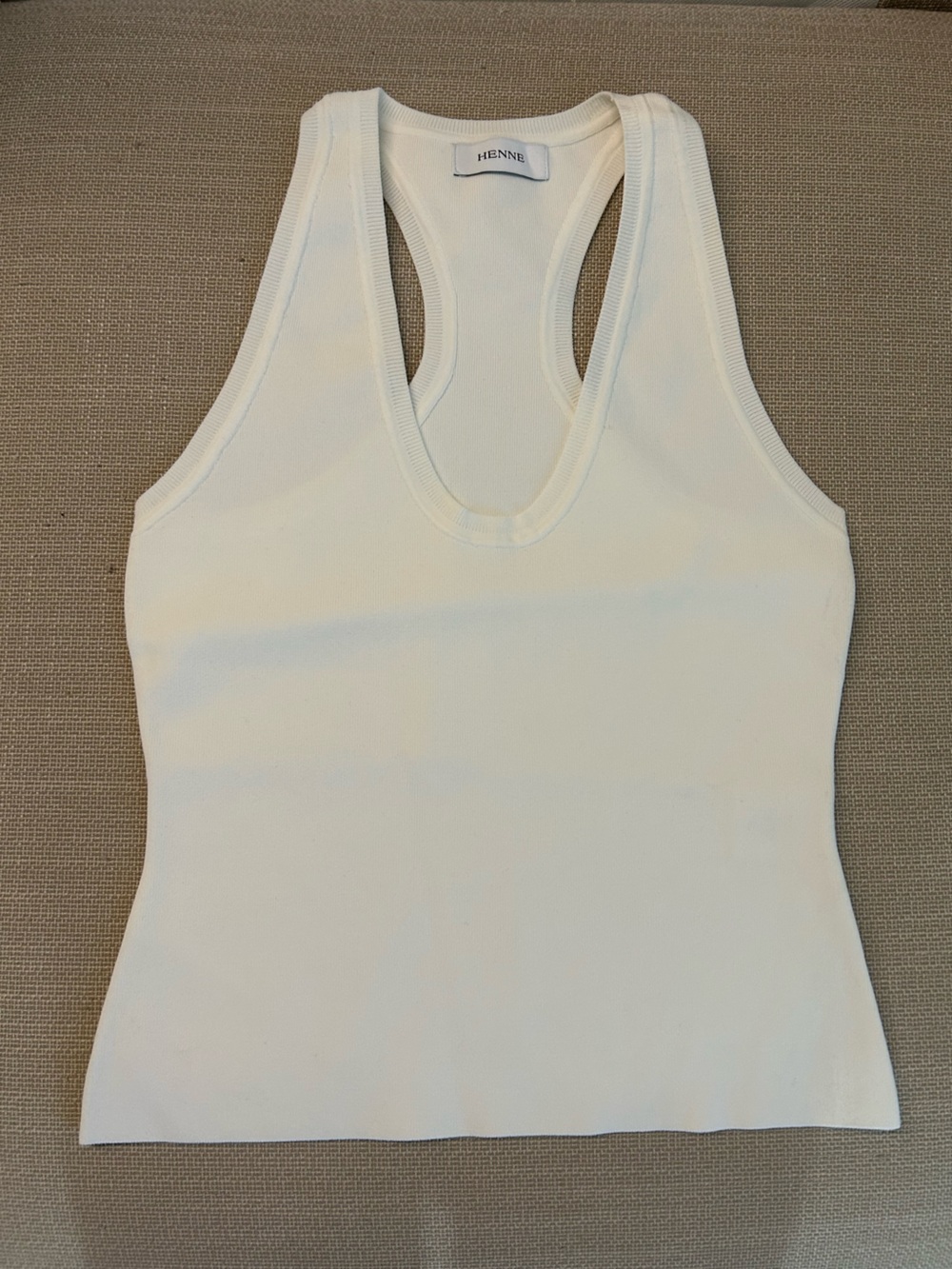 BEST HENNE Maiken Tank Knit Top White Ivory Blogger's Choice Quiet Lux Classic - Picture 9 of 12